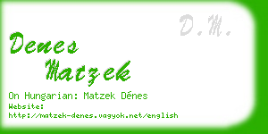 denes matzek business card
